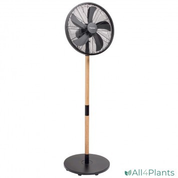 8712184055838 BESTRON DFS45WB DESIGN STATIEFVENTILATOR 45 CM ZWART EN HOUTKLEUR 50 WATT