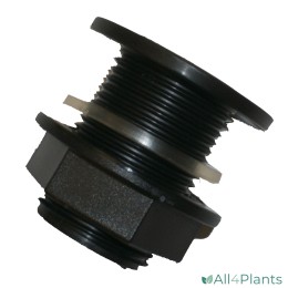 25MM PE TANK DOORVOER - THREADED TANK/TRAY OUTLET