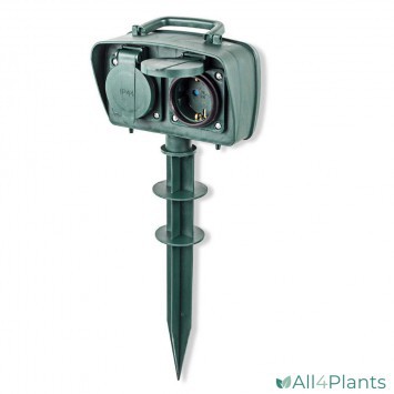 5412810290451 NEDIS 2-VOUDIGE TUIN STEKKERDOOS GROEN MET GRONDPEN 1_5 METER SNOER VERLENGSNOER IP44