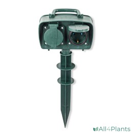 5412810290451 NEDIS 2-VOUDIGE TUIN STEKKERDOOS GROEN MET GRONDPEN 1_5 METER SNOER