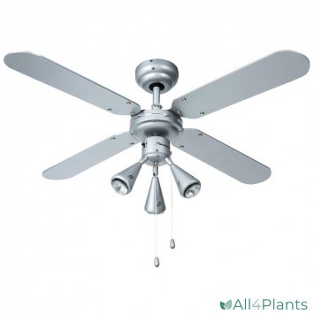 8712184052530 BESTRON DLHB42S PLAFONDVENTILATOR MET VERLICHTING 102 CM ZILVER 50 WATT